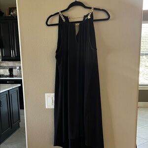 MICHAEL Michael Kors Black High-Low Chain-Detail Dress